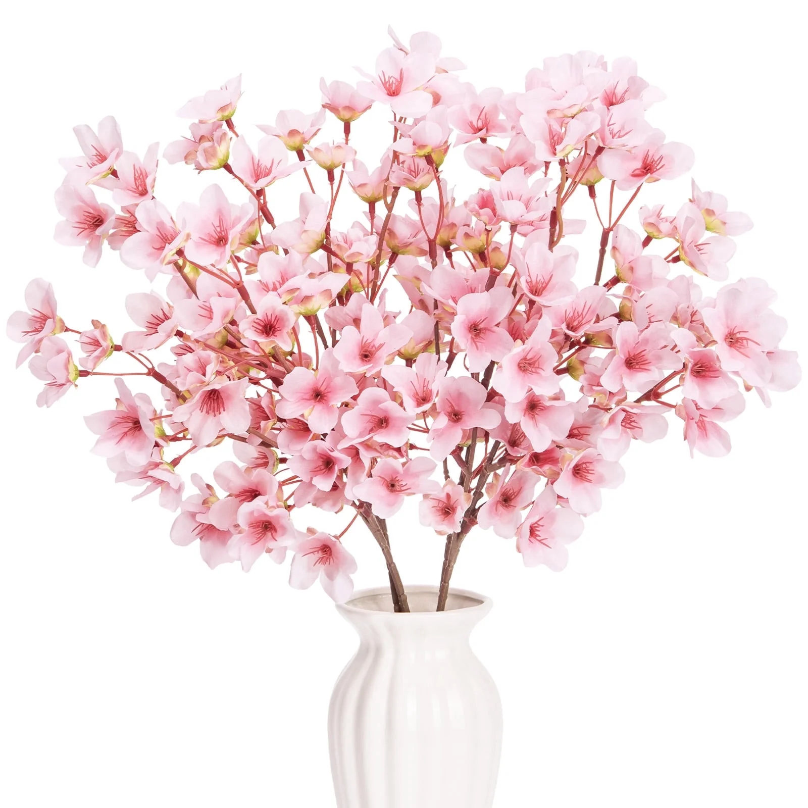 Artificial Flowers, 6 Pcs Cherry Blossom Fake Silk Flowers for Vase Indoor - Image 2