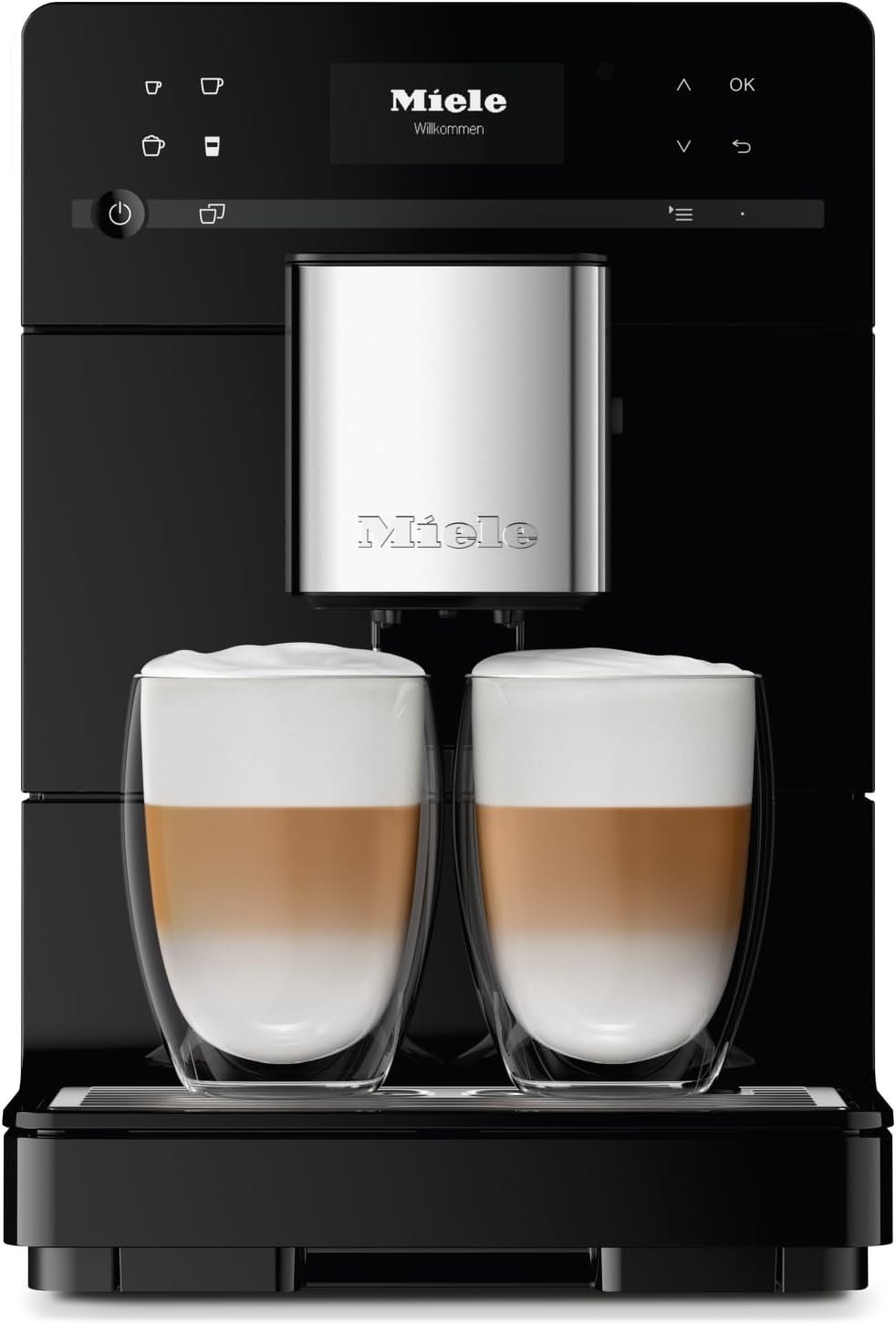 Miele CM 5310 Silence - Automatic coffee machine with OneTouch for Two, Aromatic System, coffee maker, cleaning programs and more, in obsidian black