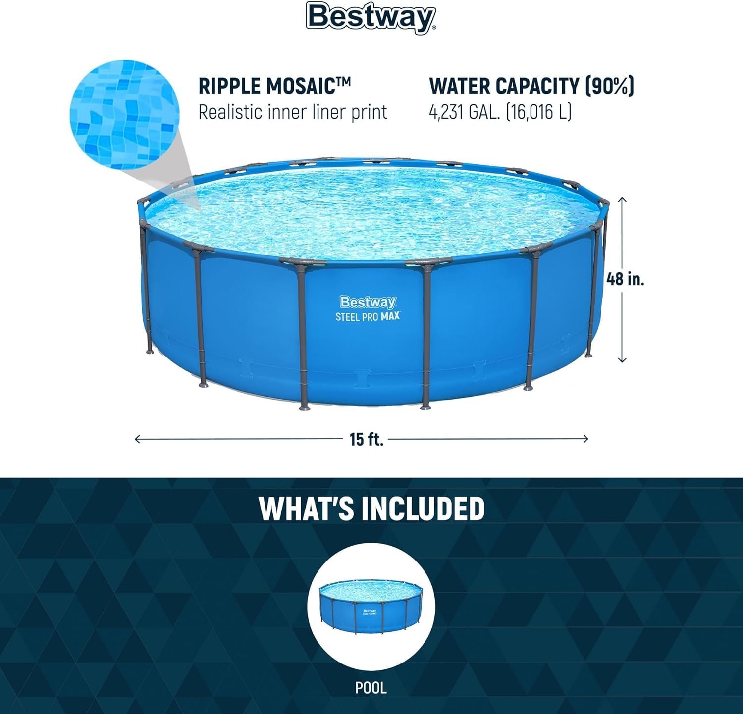 Bestway Steel Pro Max 15' x 48" Round Above Ground Pool Kit - Image 5
