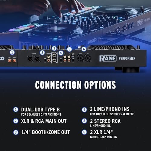 Rane PERFORMER 4-Channel Motorized DJ Controller, 7" Platters with Displays, Precision Feel Faders, Stem Split, Advanced FX, Serato DJ Pro Included - Image 8