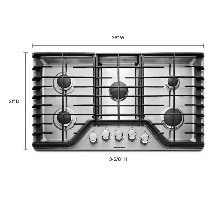 KitchenAid 36" 5-Burner Gas Cooktop KCGS356ESS - Image 3